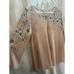 Calvin Klein Blush Floral Long Sleeve Top – Size M
